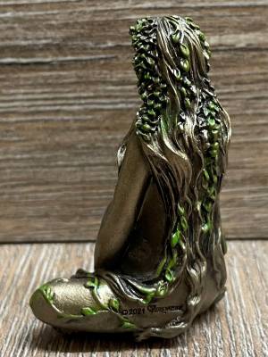 Statue - Erdmutter Miniatur - Gaia - Mutter der Erde im Lotussitz - bronziert - Dekoration - Ritualbedarf