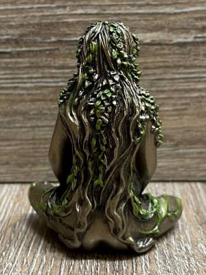 Statue - Erdmutter Miniatur - Gaia - Mutter der Erde im Lotussitz - bronziert - Dekoration - Ritualbedarf