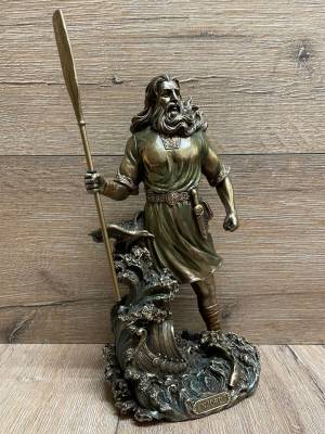 Statue - Nörd - nordischer Gott des Windes & der Meere - bronziert - Dekoration - Ritualbedarf