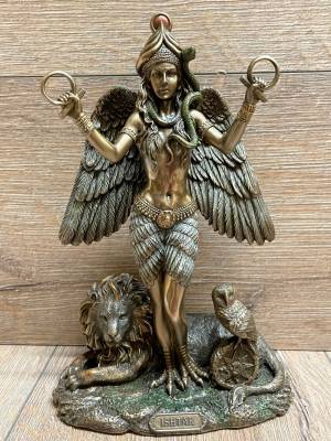 Statue - Ishtar - babylonische und hethitische Göttin des Kriegs und der geschlechtlichen Liebe - bronziert/ color. - Dekoration - Ritualbedarf