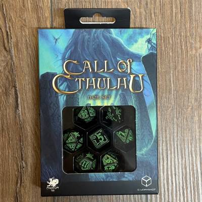 Würfel - Würfelset - Cthulhu Schwarz & Grün - 7 Würfel für D&D etc.