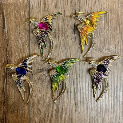 Brosche - Phoenix mit Strasssteinen - gelb/ gold - Aetherwelt