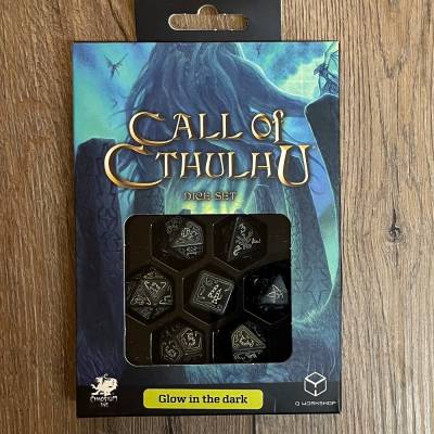 Würfel - Würfelset - Cthulhu Schwarz & Glow in the Dark - 7 Würfel für D&D etc.