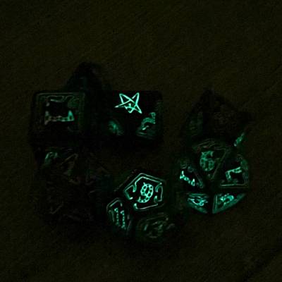 Würfel - Würfelset - Cthulhu Schwarz & Glow in the Dark - 7 Würfel für D&D etc.