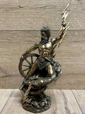 Statue - Taranis keltischer Gott des Donners - bronziert - Dekoration - Ritualbedarf