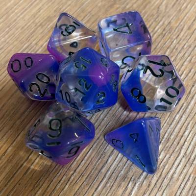Würfel - Würfelset - Leder-Tasche Wizard/ Magier - 7 Würfel für D&D etc.