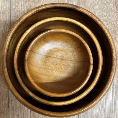 Holz Schale - Akazienholz - 02 L - Schale groß 20cm x 7cm - abgerundet