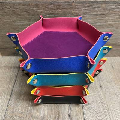 Würfel - Würfelschale Hexagon - Dice tray - Kunstleder 27cm x 27cm - llila/ pink