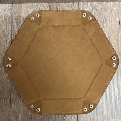 Würfel - Würfelschale Hexagon - Dice tray - Kunstleder 30cm x 30cm - braun