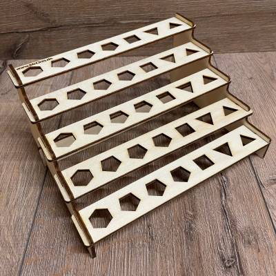 Spiel - Würfel-Display/ Würfelständer/ Dice Tiers Display Rack - 5 Ebenen - Sperrholz- 4mm - z.B. für D&D