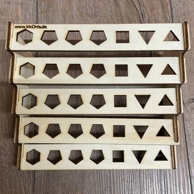 Spiel - Würfel-Display/ Würfelständer/ Dice Tiers Display Rack - 5 Ebenen - Sperrholz- 4mm - z.B. für D&D