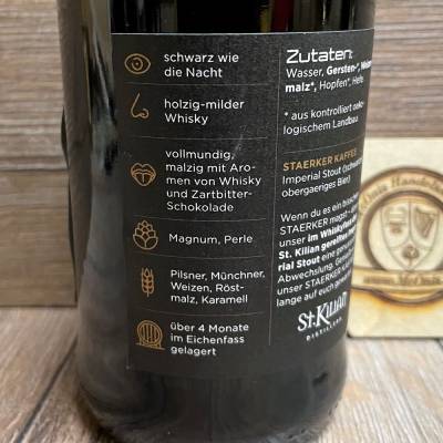 Bier - Hunfelt BIO - Staerker Kaffee fassgereiftes Imperial Stout 7,5% vol - 0,33l (über 4 Monate im St. Kilian Fass) - MHD 16.06.2025