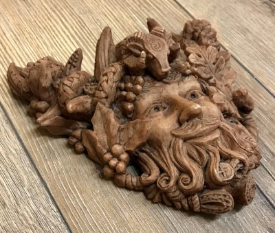 Plaque - Wandtafel - Wandschmuck - Cernunnos - Herr des Waldes klein - Holzfinish