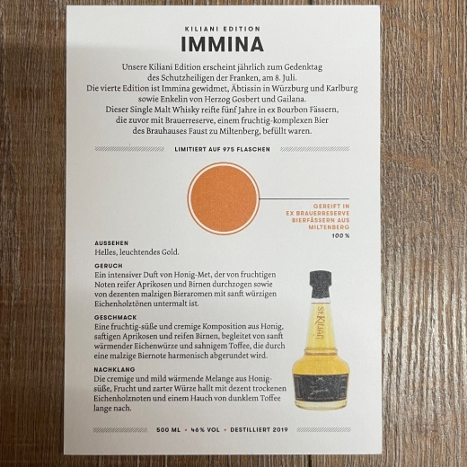 Whisky - St.Kilian - Sonderabfüllung - Kiliani Edition 2024 - IMMINA - 0,5l - 1 Flasche verfügbar