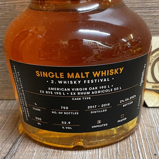 Whisky - St.Kilian - Sonderabfüllung - Whiskyfestival 2024 mild - 52,9% - 0,5l - 1 Flasche verfügbar