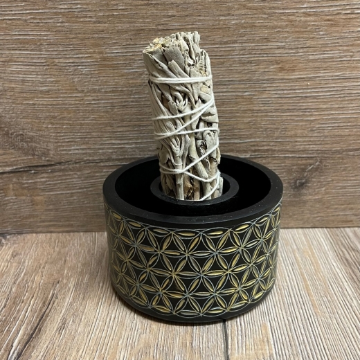 Räuchergefäß - Smudge Bowl - Blume des Lebens - Speckstein - klein - ohne Smudge Stick