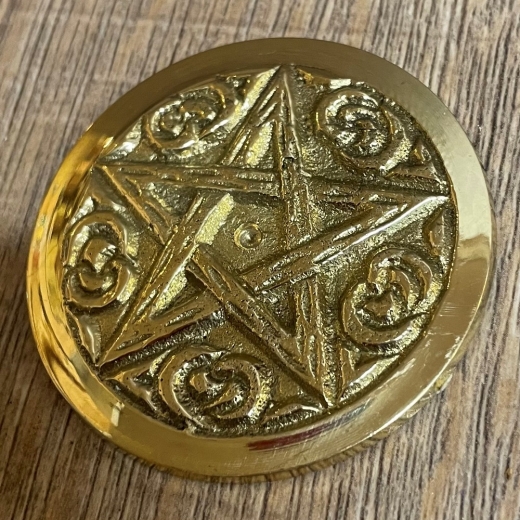 Ritual Münze aus Messing - Pentagramm - 5,5cm