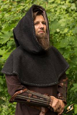 Gugel IF - Medieval mit Ziernaht - grau - XS - Ausverkauf