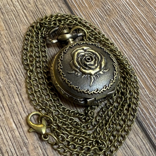 Uhr - Taschenuhr - Größe S - Rose altmessing - Quartz - Steampunk