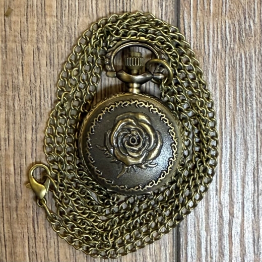 Uhr - Taschenuhr - Größe S - Rose altmessing - Quartz - Steampunk