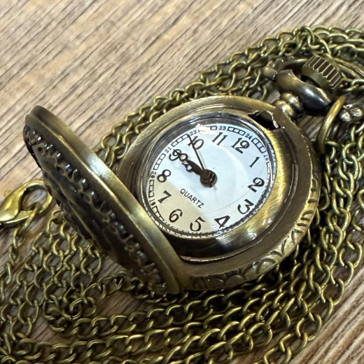 Uhr - Taschenuhr - Größe S - Rose altmessing - Quartz - Steampunk