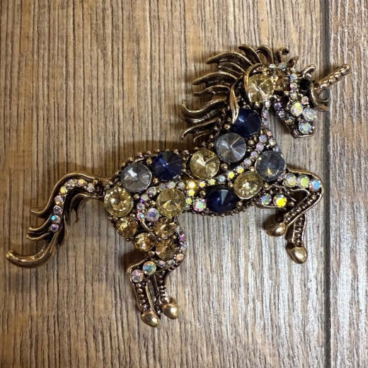 Brosche - Einhorn mit Strasssteinen inkl. Öse für Kette - Aetherwelt