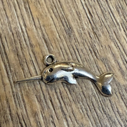 Anhänger - Charm - Narwal - Zinklegierung - Farbe: Silber