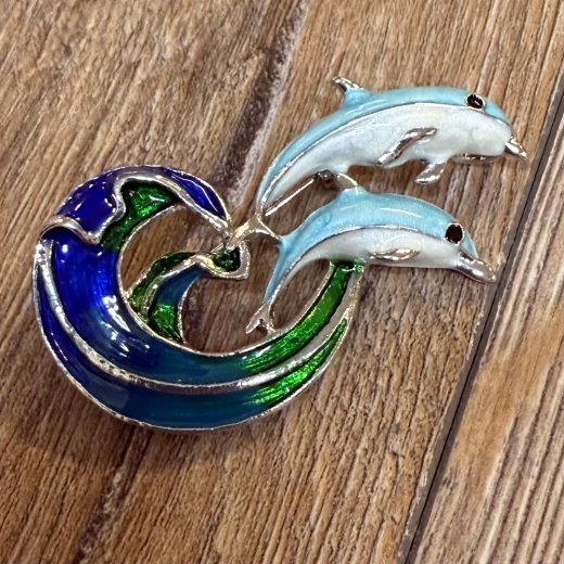 Brosche - Delphine mit Strasssteinen inkl. Öse für Kette - Aetherwelt