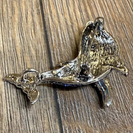 Brosche - Wal blau mit Strasssteinen inkl. Öse für Kette - Aetherwelt