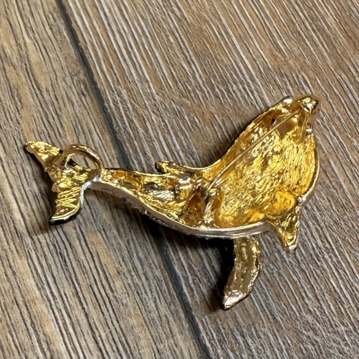 Brosche - Wal schwarz mit Strasssteinen inkl. Öse für Kette - Aetherwelt