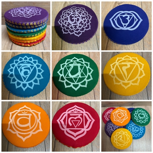 Klangschale - Kissen Chakra 7er Set - flach aus Polyester - 14,5cm