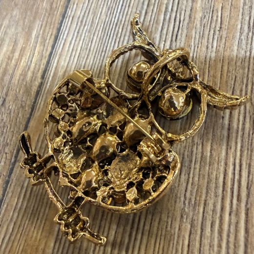 Brosche - Eule mit Strasssteinen - Aetherwelt