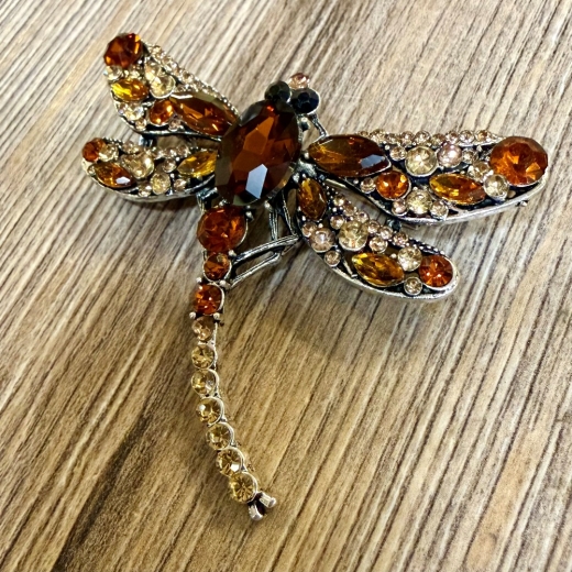 Brosche - Libelle mit Strasssteinen - Aetherwelt