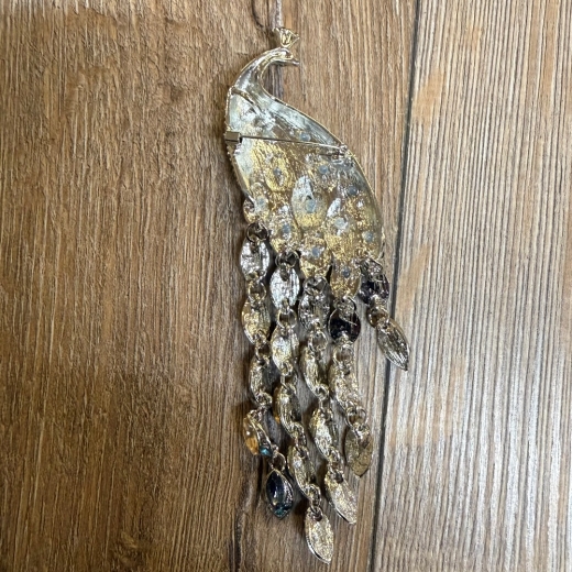 Brosche - Pfau groß mit Quasten & Strasssteinen - Aetherwelt