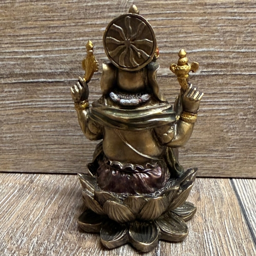 Statue - Ganesha Miniatur - Indischer Elefanten Gott - bronziert - Dekoration - Ritualbedarf