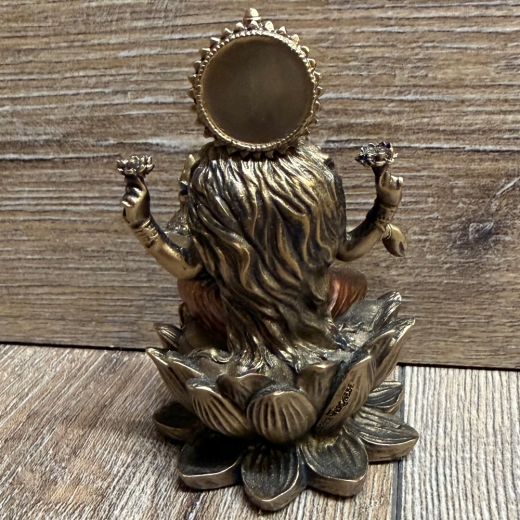 Statue - Lakshmi Miniatur - hinduistische Göttin des Glücks, der Liebe, der Fruchtbarkeit, des Wohlstandes, der Gesundheit & der Schönheit - bronziert - Dekoration - Ritualbedarf