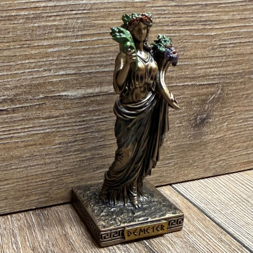 Statue - Demeter Miniatur - griechische Göttin der Fruchtbarkeit - bronziert - Dekoration - Ritualbedarf