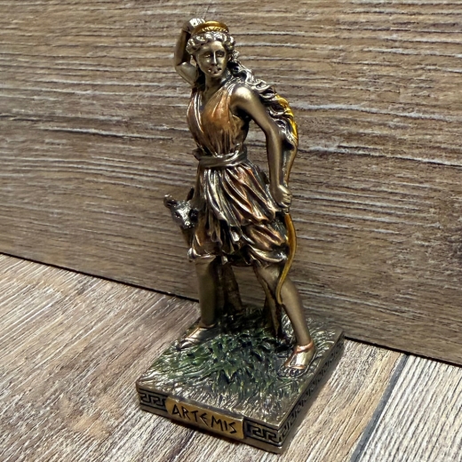 Statue - Artemis Miniatur - Griechische Göttin der Jagd - bronziert - Dekoration - Ritualbedarf