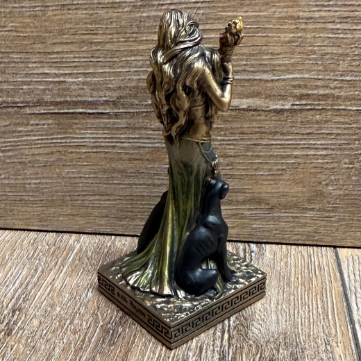 Statue - Hekate Miniatur - griechische Göttin der Magie und Geisterwelt mit Fackel - bronziert - Dekoration - Ritualbedarf