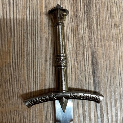 Waffen Deko - Brieföffner - War of Thrones - Winter mit Ständer, symmetrische Stahlklinge