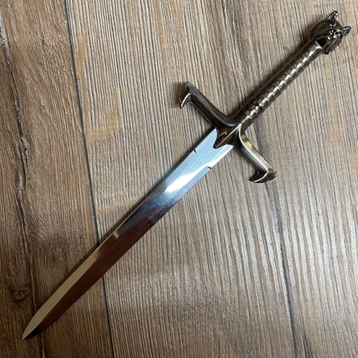 Waffen Deko - Brieföffner - War of Thrones - Wolfskopf mit Ständer, symmetrische Stahlklinge