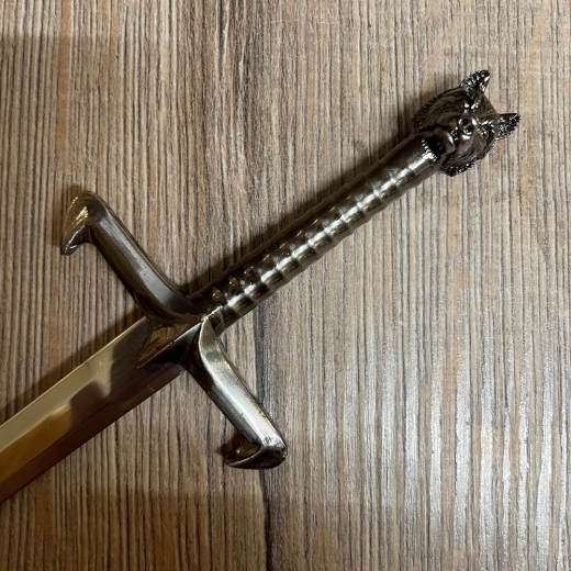 Waffen Deko - Brieföffner - War of Thrones - Wolfskopf mit Ständer, symmetrische Stahlklinge