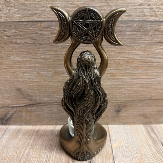 Kerzenständer - Hekate, die Spiralgöttin mit dreifachem Mond - Teelicht - bronziert