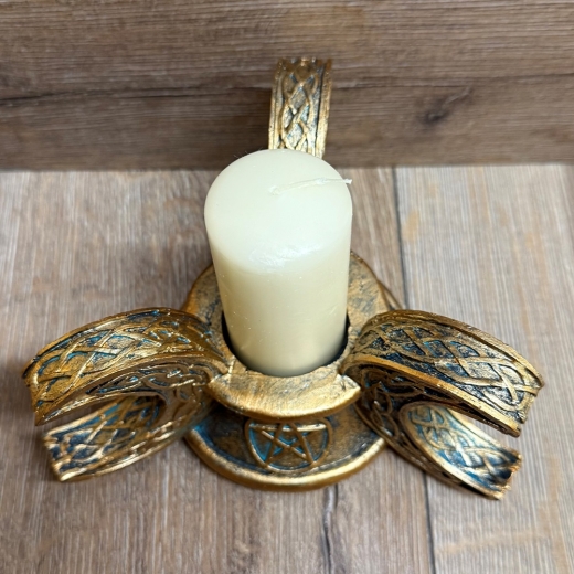 Kerzenhalter - Dreifacher Mond & Pentagramm - Kerze 1,4cm - coloriert