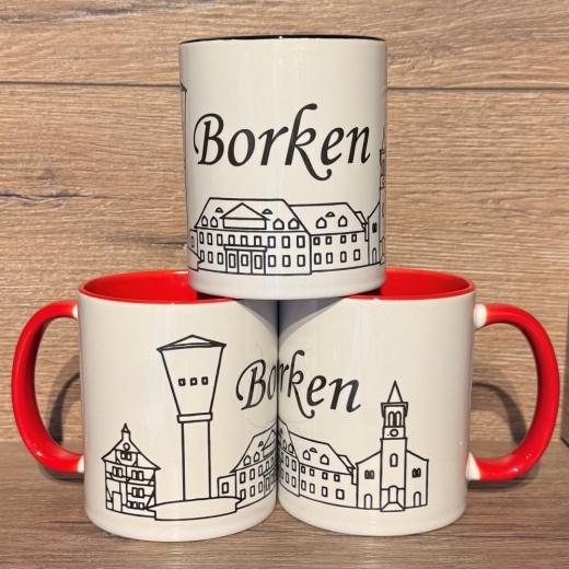 Borken - Tasse aus Keramik - Borken (Hessen) Highlights - rot oder schwarz