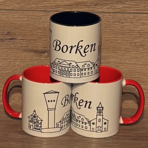 Borken - Tasse aus Keramik - Borken (Hessen) Highlights - rot oder schwarz