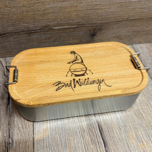 Bad Wildungen - Eco Click Lunchbox Weißblech mit Holz-Deckel - 750ml - Nymphe