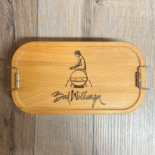 Bad Wildungen - Eco Click Lunchbox Weißblech mit Holz-Deckel - 750ml - Nymphe
