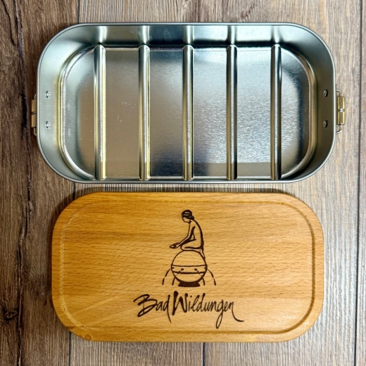 Bad Wildungen - Eco Click Lunchbox Weißblech mit Holz-Deckel - 750ml - Nymphe