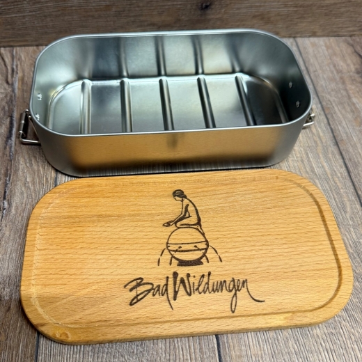 Bad Wildungen - Eco Click Lunchbox Weißblech mit Holz-Deckel - 750ml - Nymphe